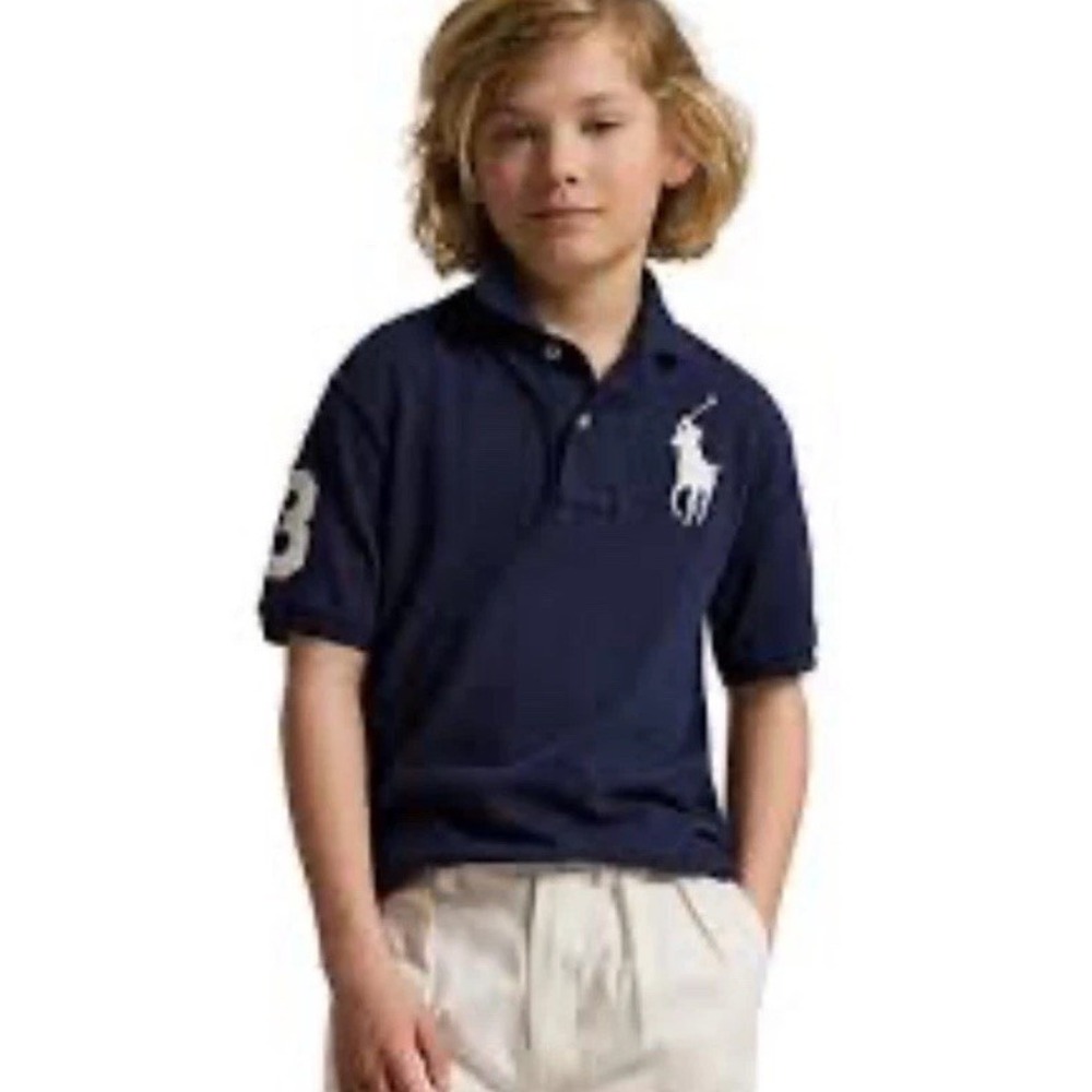 Boys Polo Ralph Lauren Big Polo Pony #3 Shirt Mesh Cotton Sz 8